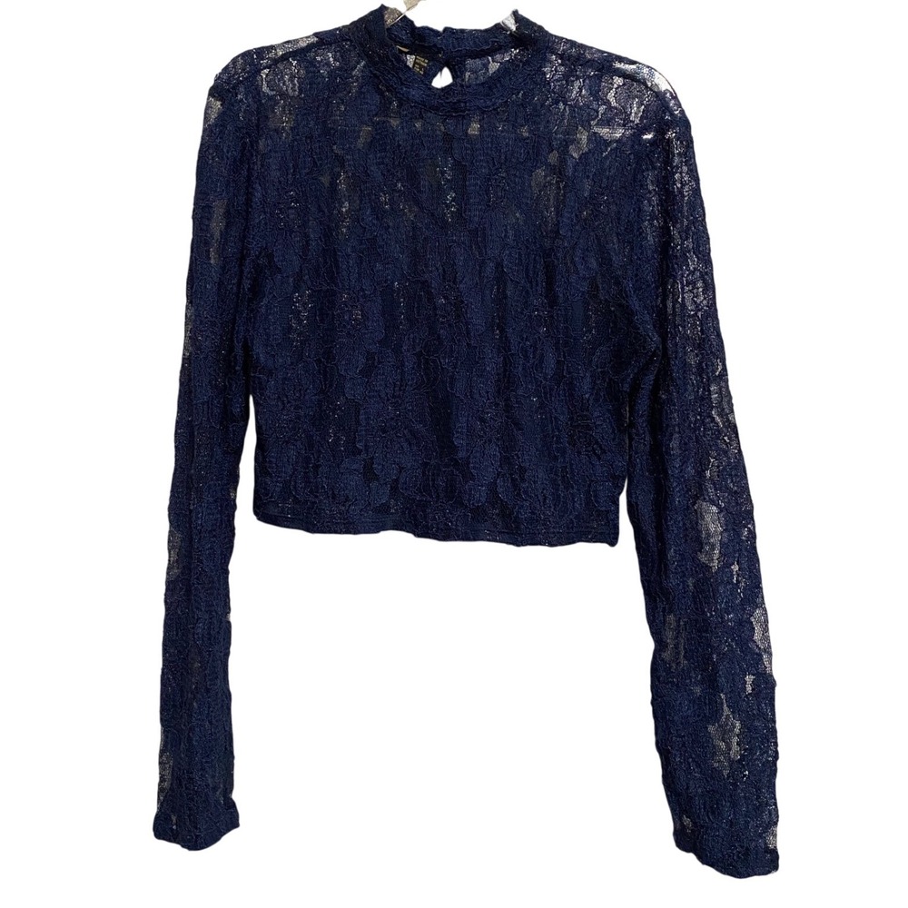 Women's Whimsical Sheer Lace Floral Going Out Top L Y2K‎ Fairy Grunge Whimsigoth